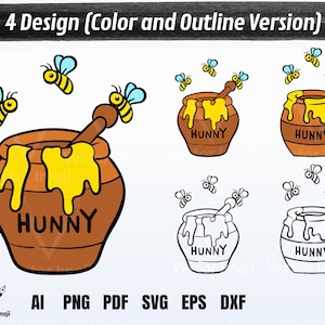 Bee svg, Honey Bee svg, Hunny Pot SVG, Honey Pot svg, Winnie the Pooh svg, Kid Shirt, archivos SVG para Cricut Glowforge Silhouette Cameo