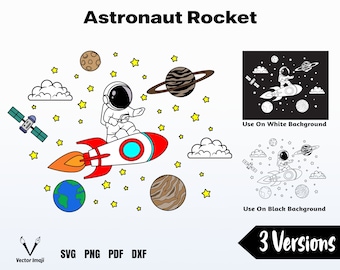 Astronaut Rocket Clipart, Space Kid svg, png, pdf, dxf (Digital Files)