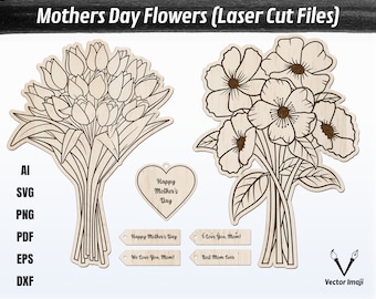 Mother's Day Floral Sign SVG, Laser Cut File, Glowforge Ready (Digital Download)