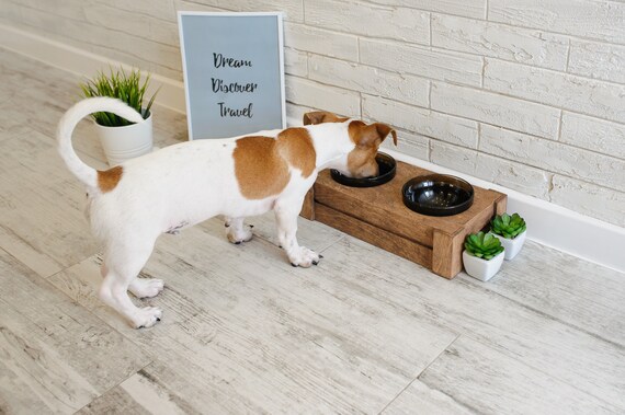 Dog Feeding Station With Bowls Etsy