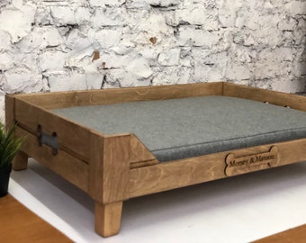 Customizable Raised Wooden Dog Bed, Mid Century Modern, Elevated Pet Bed Furniture, Handmade orthopaedic Wood Dog Bed Frame