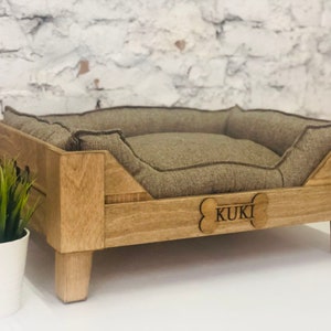 Customizable Raised Wooden Dog Bed, Mid Century Modern, Elevated Pet Bed Furniture, Handmade orthopaedic Wood Dog Bed Frame