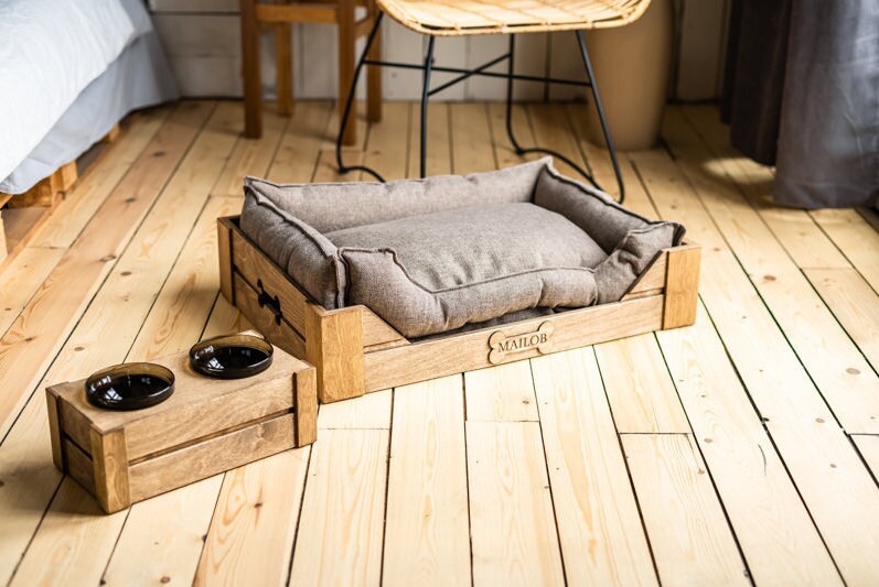 Bespoke wooden dog beds clearance