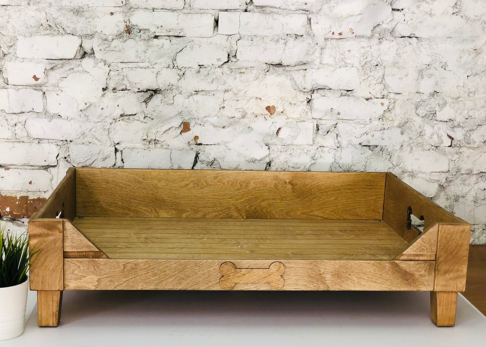 Customizable Raised Wooden Dog Bed, Mid Century Modern, Elevated Pet