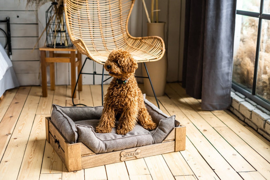 Painted wooden dog beds deals