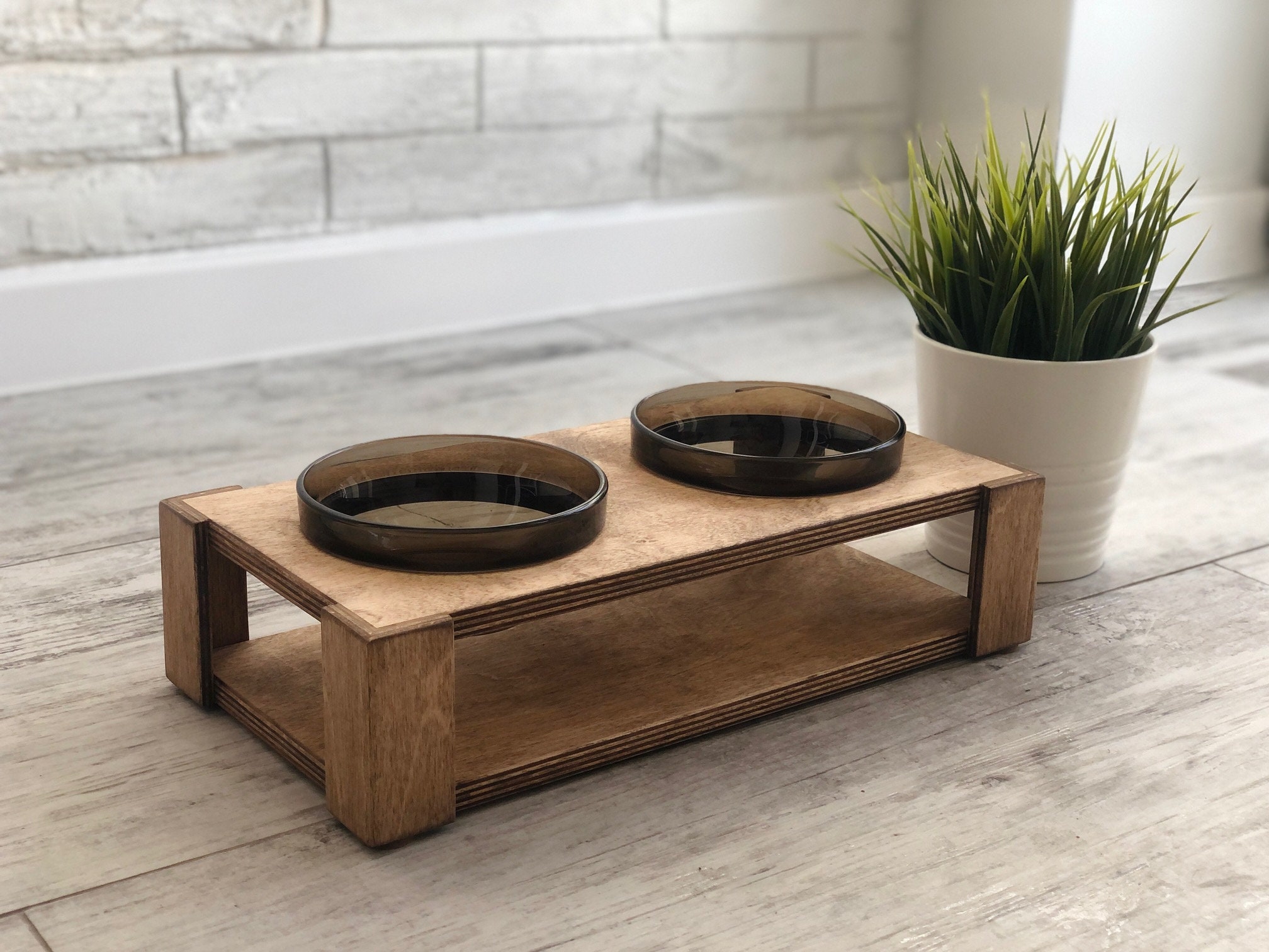 Elevated Dog Feeder Raised Dog Bowls Mid Century Modern Pet Bowls