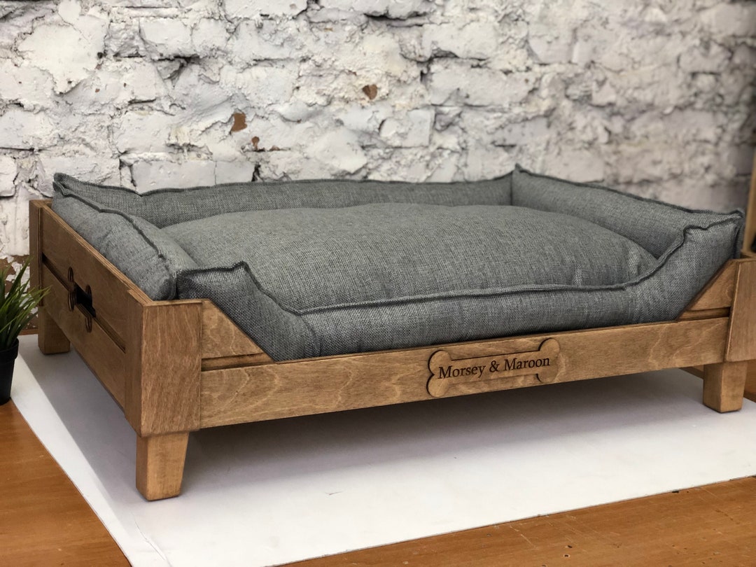 Customizable Raised Wooden Dog Bed Mid Century Modern 