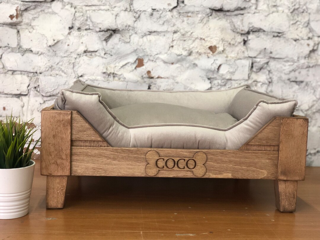 Walnut&ivory Basic Elevated Solid Dog Bed, Raised Dog Bed, Wooden Pet