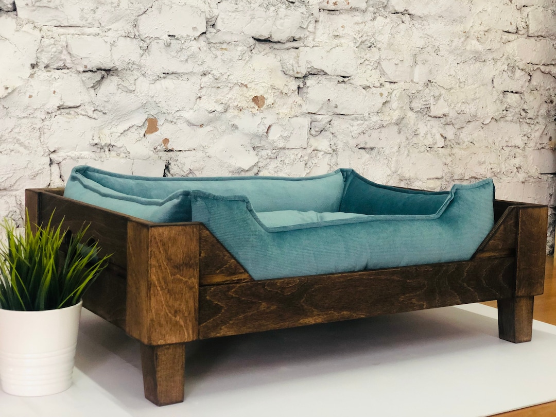Fresh Look at Customizable Raised Wooden Dog Bed Mid Century Modern Elevated Pet