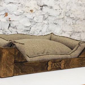 Personalized Wooden Dog Bed/Wooden frame/Dog bed Large/Engraved Pet Bed/Cat bed, Dog crate furniture, Dog house, Floor house bed, floor bed image 7