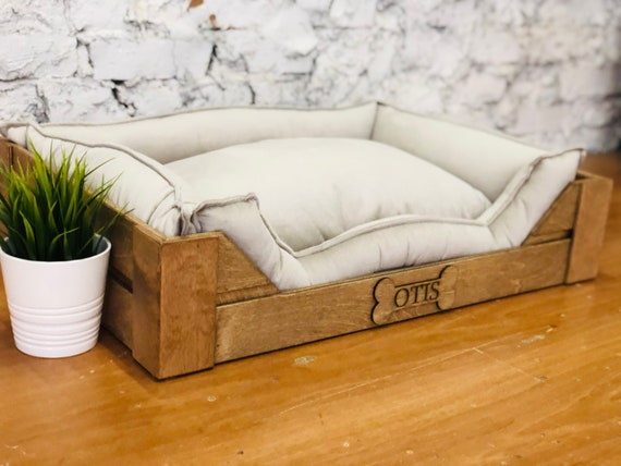 Personalized Wooden Dog Bed With Mattress for Small and Large Dogs