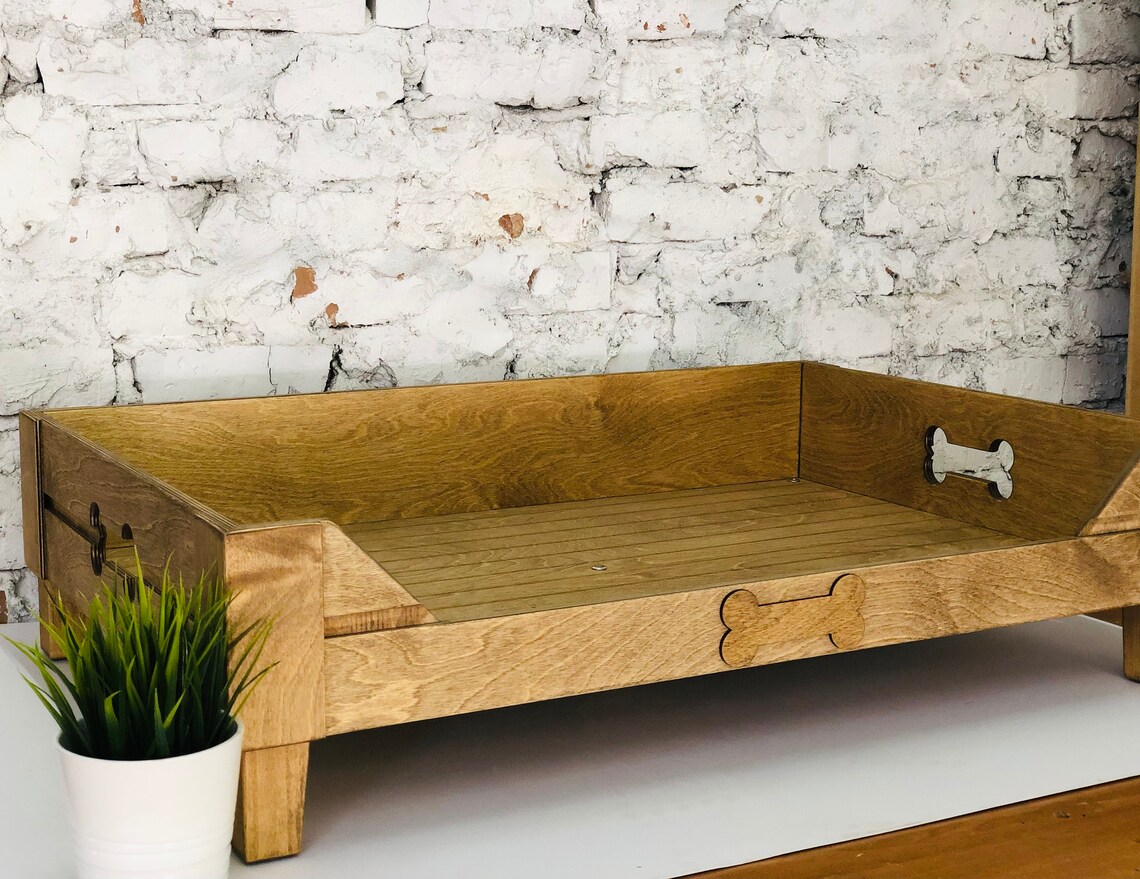 Customizable Raised Wooden Dog Bed Mid Century Modern Etsy