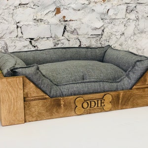 Personalized Wooden Dog Bed/Wooden frame/Dog bed Large/Engraved Pet Bed/Cat bed, Dog crate furniture, Dog house, Floor house bed, floor bed image 4
