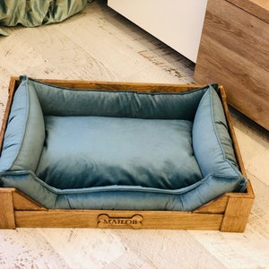 Personalized Wooden Dog Bed/Wooden frame/Dog bed Large/Engraved Pet Bed/Cat bed, Dog crate furniture, Dog house, Floor house bed, floor bed image 8