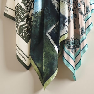 20 pcs Custom Both Sides Printed Silk Scarf with Your Design, Custom Silk Scarf, Personalized Bandana, Custom Party Gift Scarf Wedding Scarf