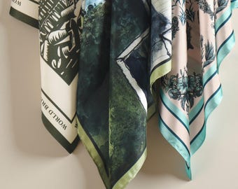 6 stuks aangepaste zijden sjaal aan beide zijden bedrukt met jouw ontwerp, aangepaste zijden sjaal, gepersonaliseerde bandana, aangepaste feestsjaal bruiloftssjaal