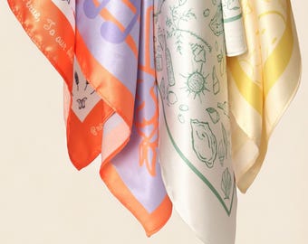 Personalized Silk Scarf with Your Design, Bespoke Silk Scarf, Custom Bandana Gift for Her, Monogram Silk Scarf, Custom Silk Scarf Wholesale