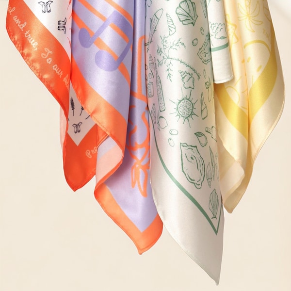 Personalized Silk Scarf with Your Design, Bespoke Silk Scarf, Custom Bandana Gift for Her, Monogram Silk Scarf, Custom Silk Scarf Wholesale
