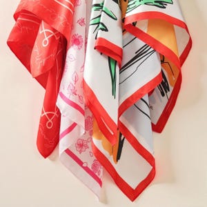 20 Custom Silk Scarf Double Sided Print Wedding Gift Scarf Personalized Gift Scarf Silk Bandana Monogram Silk Scarf Wholesale Company Gift