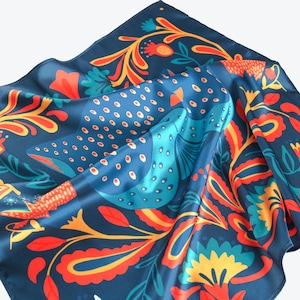Custom Silk Scarf 24“x24” Head Scarf Silk Bandana Custom Bride Head Scarf Custom Print Bandana Custom Wedding Scarf Satin Scarves 60x60cm