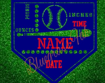 Baseball Home Plate Birth Certificate Plate