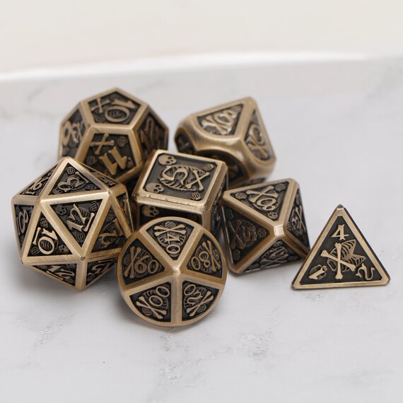 Metal dice / Skull head dnd dice set / rpg d20 / polyhedral Etsy