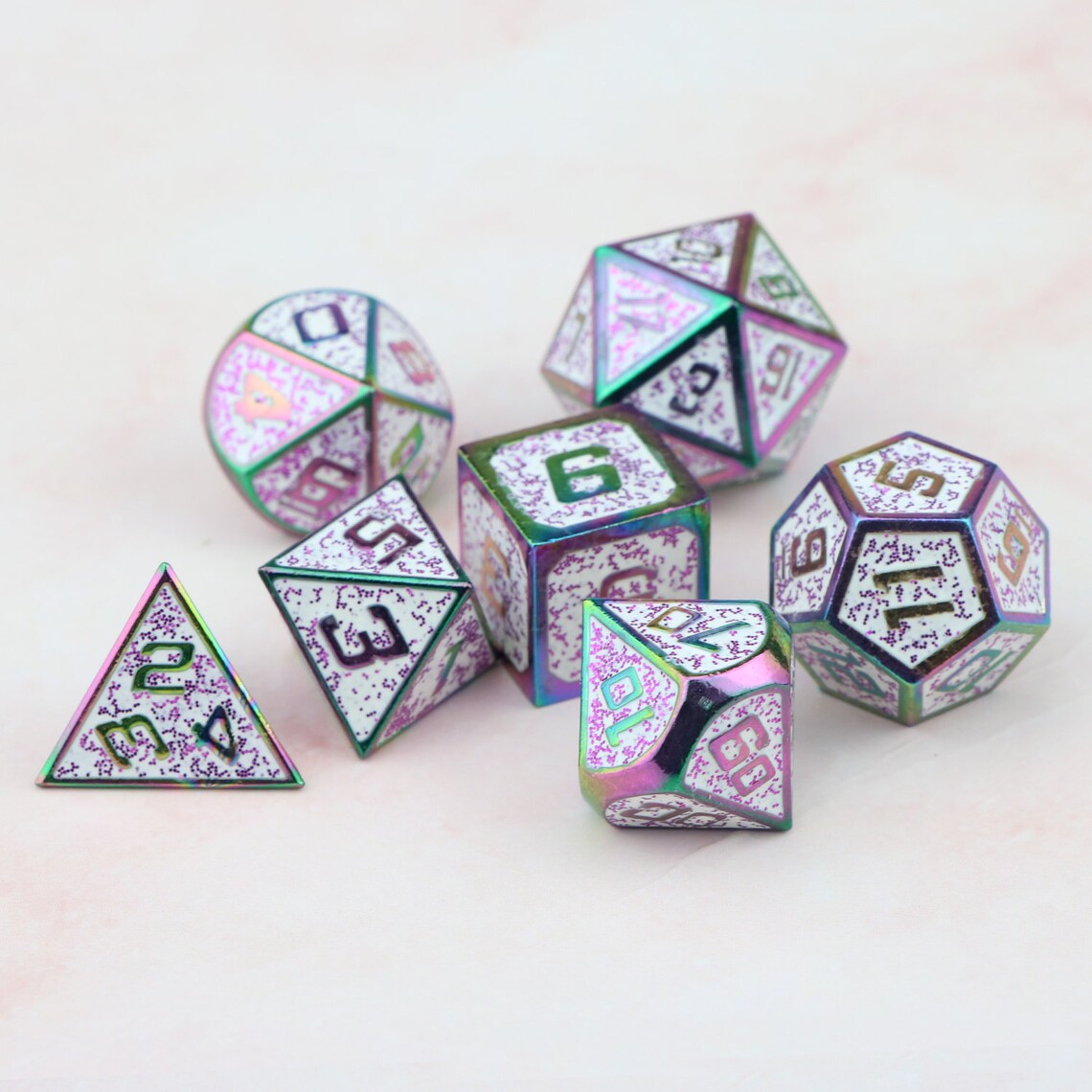 Metal dnd dice set / cool dice / polyhedral dice set / Etsy