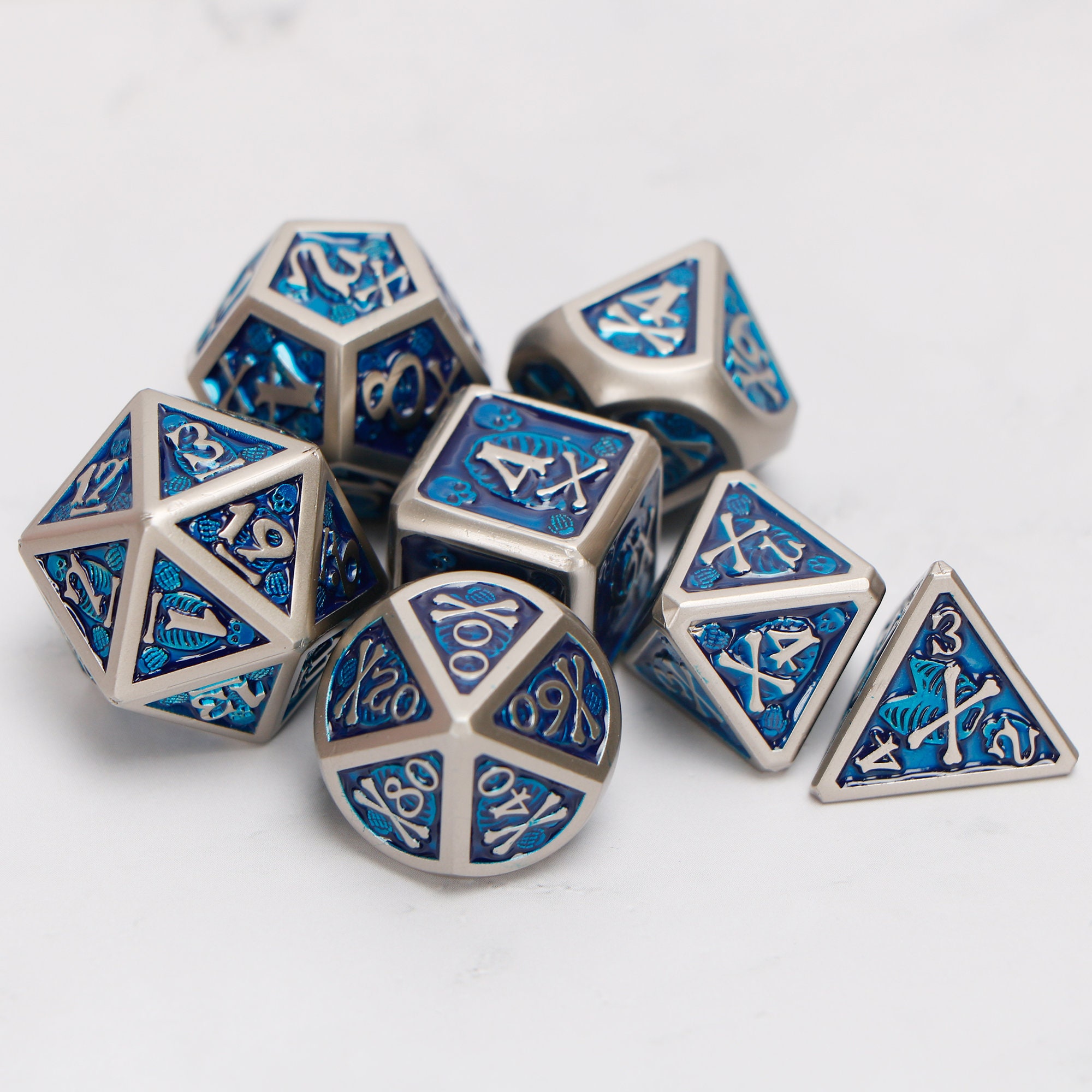 Metal dice / Skull head dnd dice set / rpg d20 / polyhedral Etsy