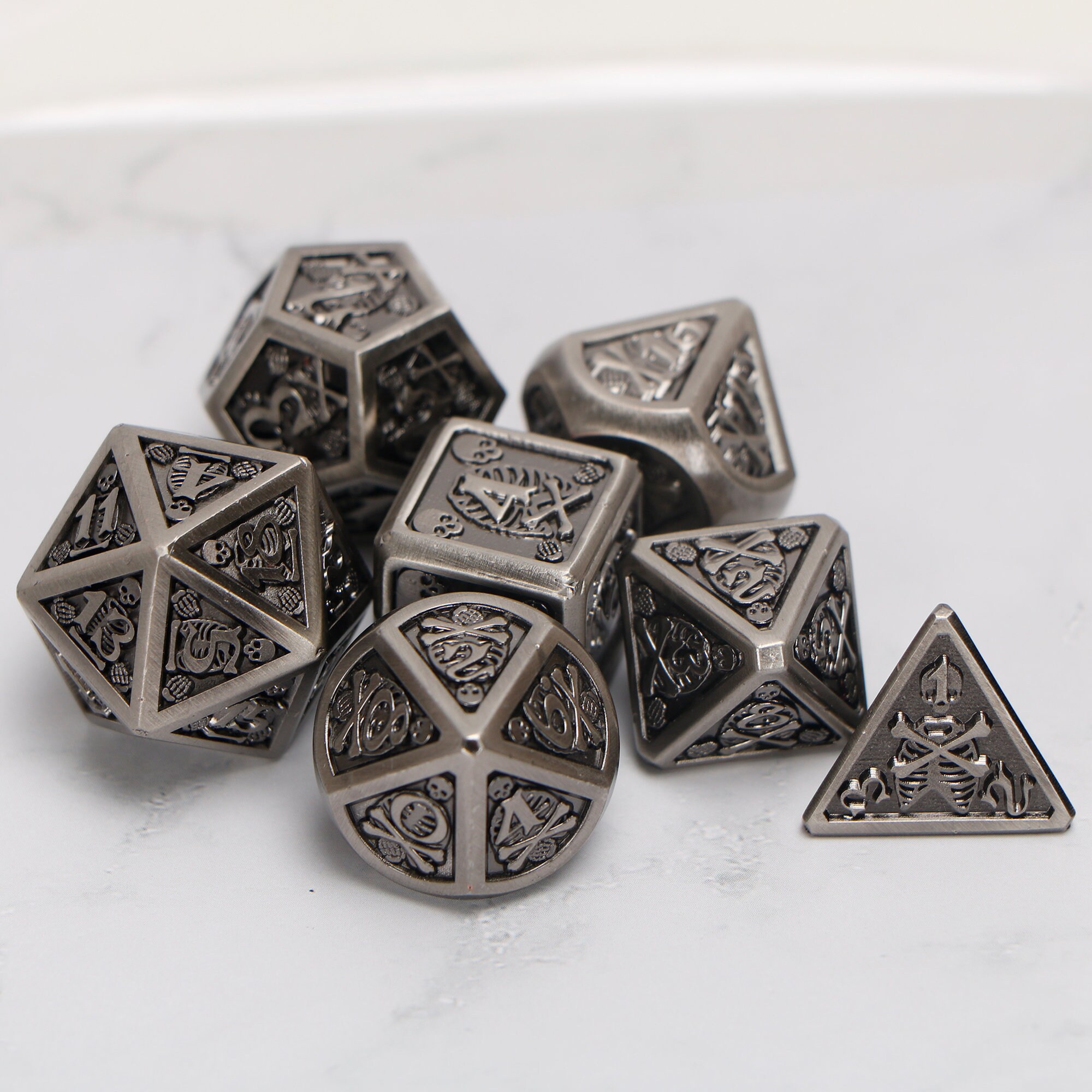 Metal dice / Skull head dnd dice set / rpg d20 / polyhedral Etsy