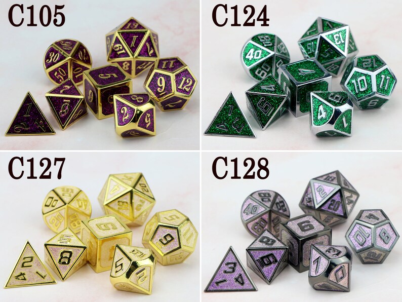 Metal dnd dice set / cool dice / polyhedral dice set / Etsy