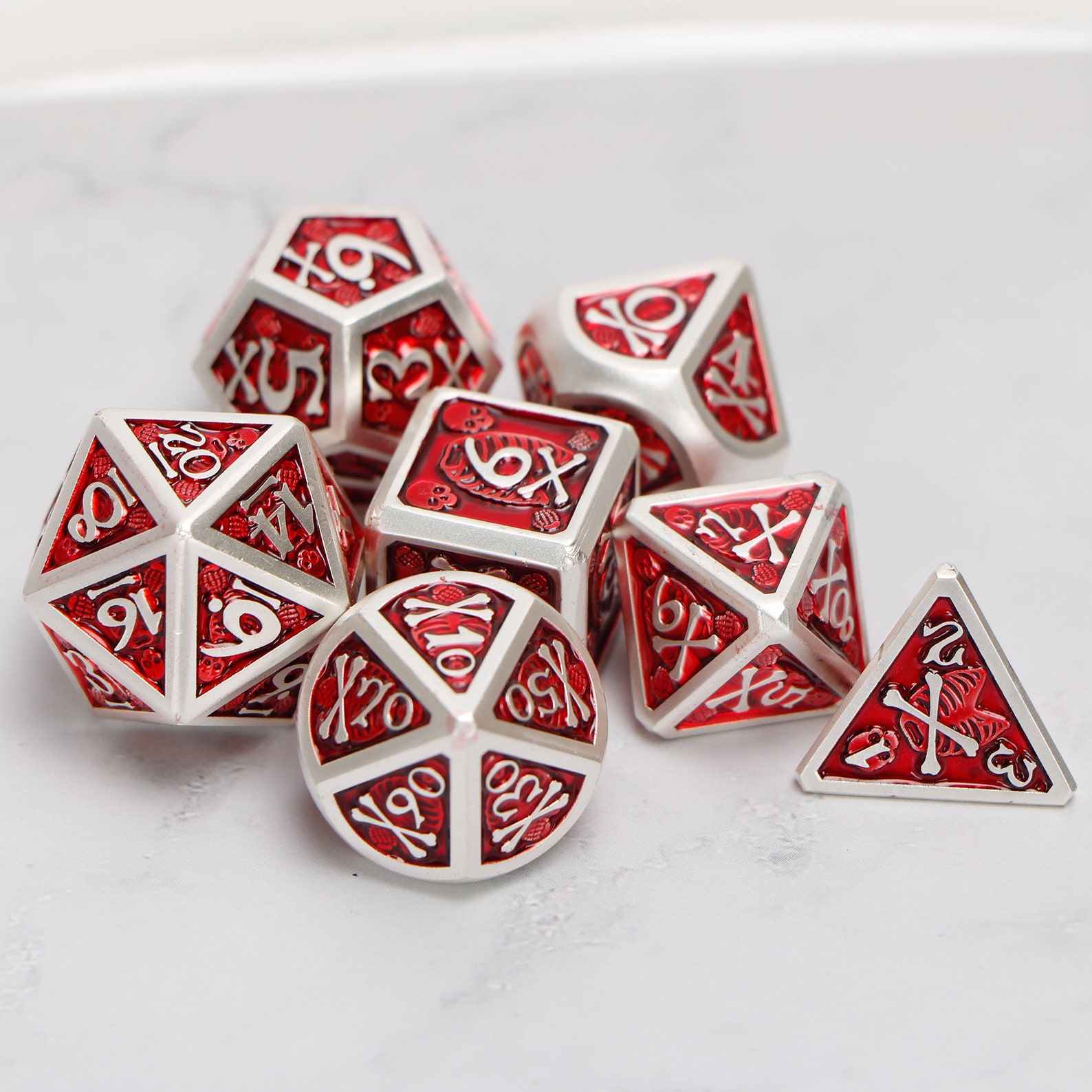 Metal dice / Skull head dnd dice set / rpg d20 / polyhedral Etsy