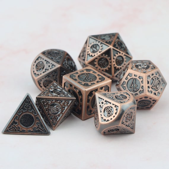 Vintage Metal Dices Set DND Game Polyhedral Solid Metal D/&D Dice Set for Role Playing Game Dungeons and Dragons Tabletop Games