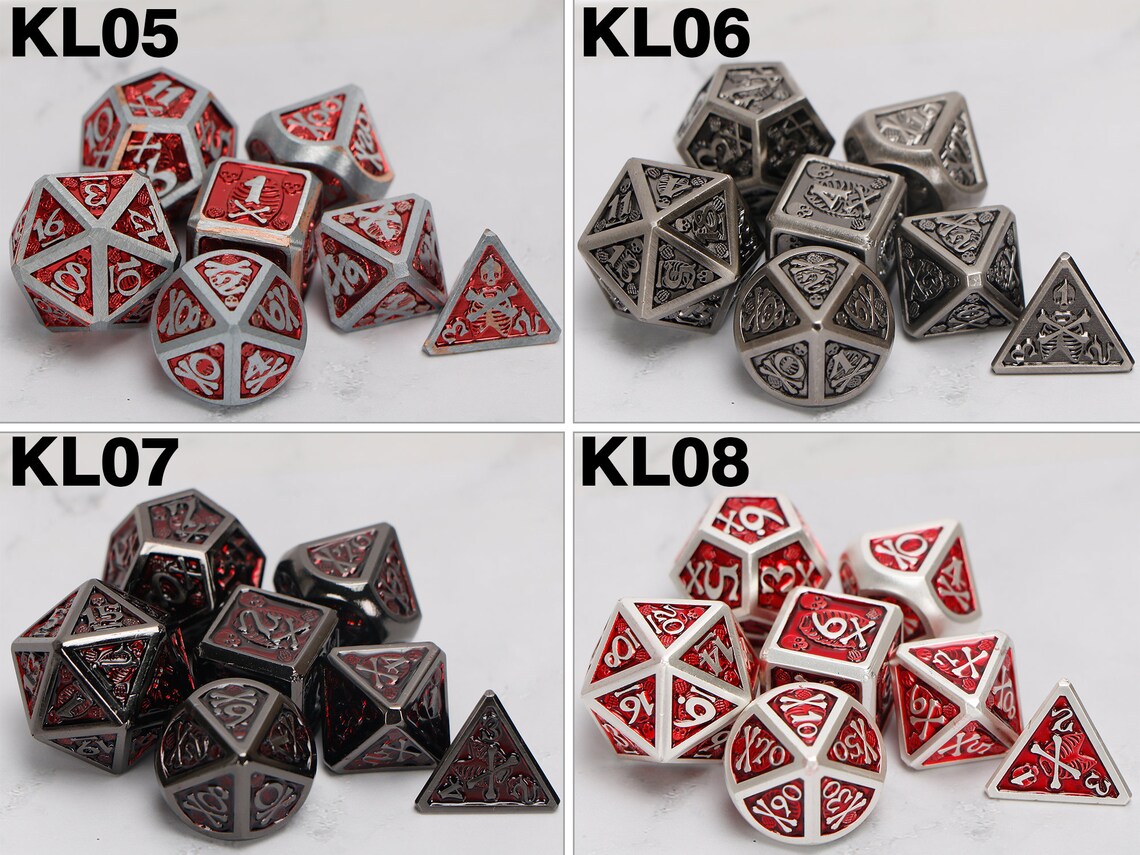 Metal dice / Skull head dnd dice set / rpg d20 / polyhedral Etsy