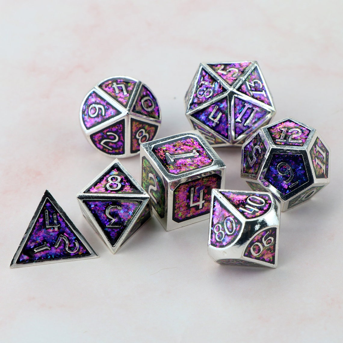Metal dnd dice set / cool dice / polyhedral dice set / Etsy