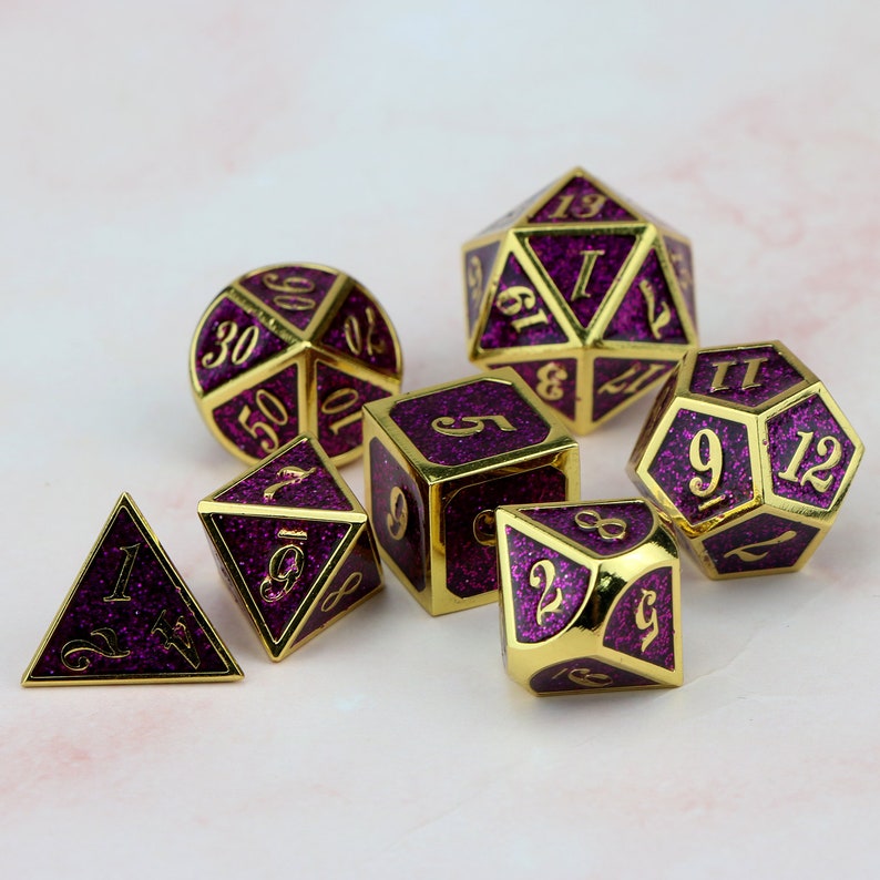 Metal dnd dice set / cool dice / polyhedral dice set / Etsy