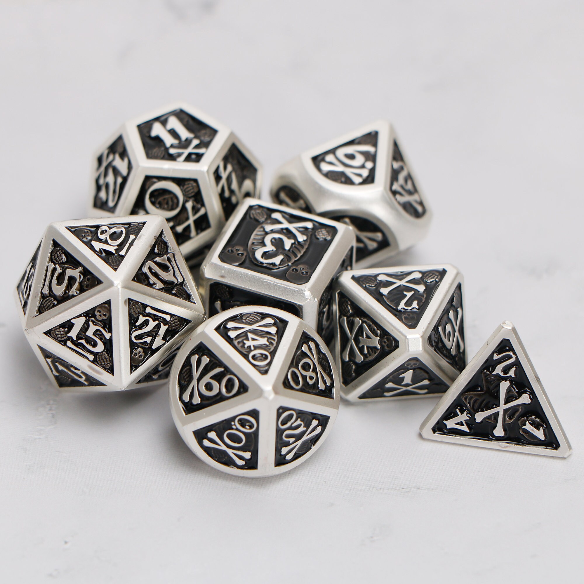 Metal dice / Skull head dnd dice set / rpg d20 / polyhedral Etsy