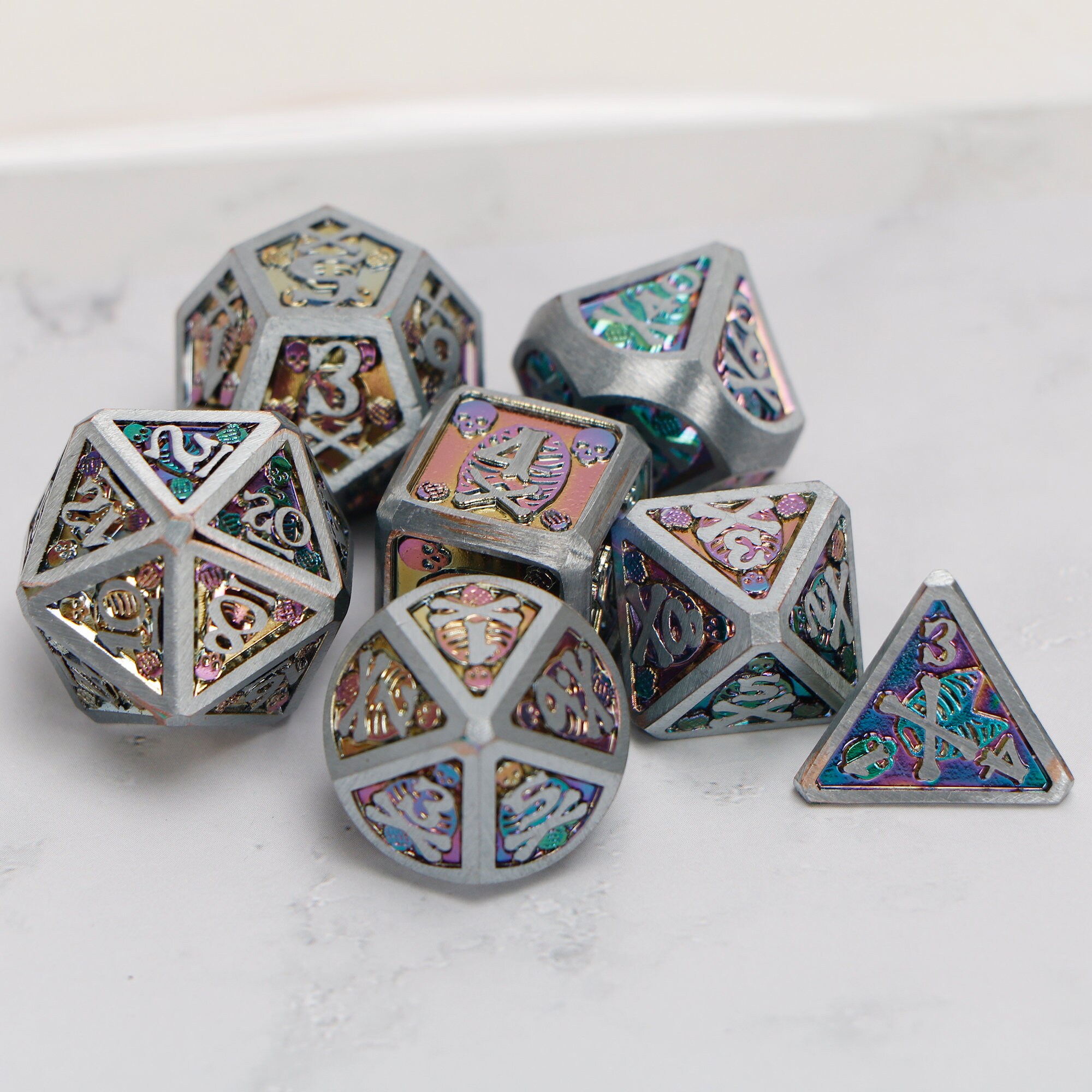 Metal dice / Skull head dnd dice set / rpg d20 / polyhedral Etsy