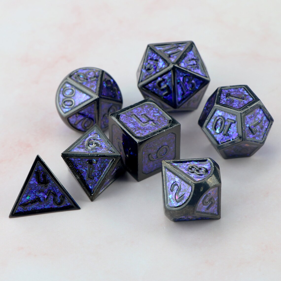 Metal dnd dice set / cool dice / polyhedral dice set / Etsy