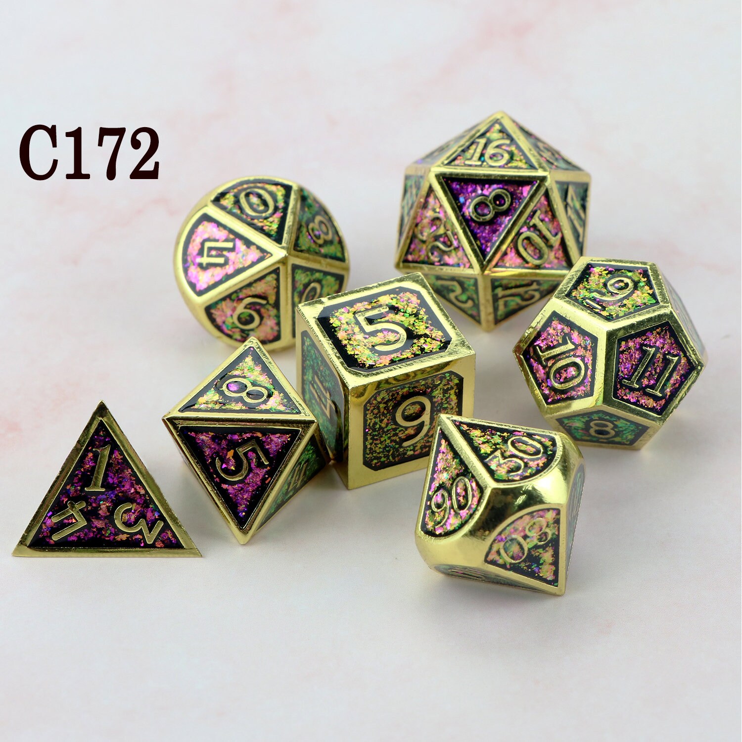 Metal dnd dice set / cool dice / polyhedral dice set / Etsy
