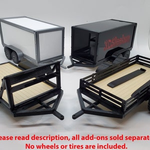 Remorque à l'échelle 1/24 pour Kyosho Mini-z SCX24 Atlas Katana et autres camions sur chenilles.  Remorque ouverte, entièrement fermée et autres options disponibles