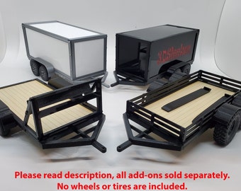 1/24 scale trailer for Kyosho Mini-z SCX24 Atlas Katana and other trucks crawlers.  Open Trailer, Fully Enclosed, & other Options available