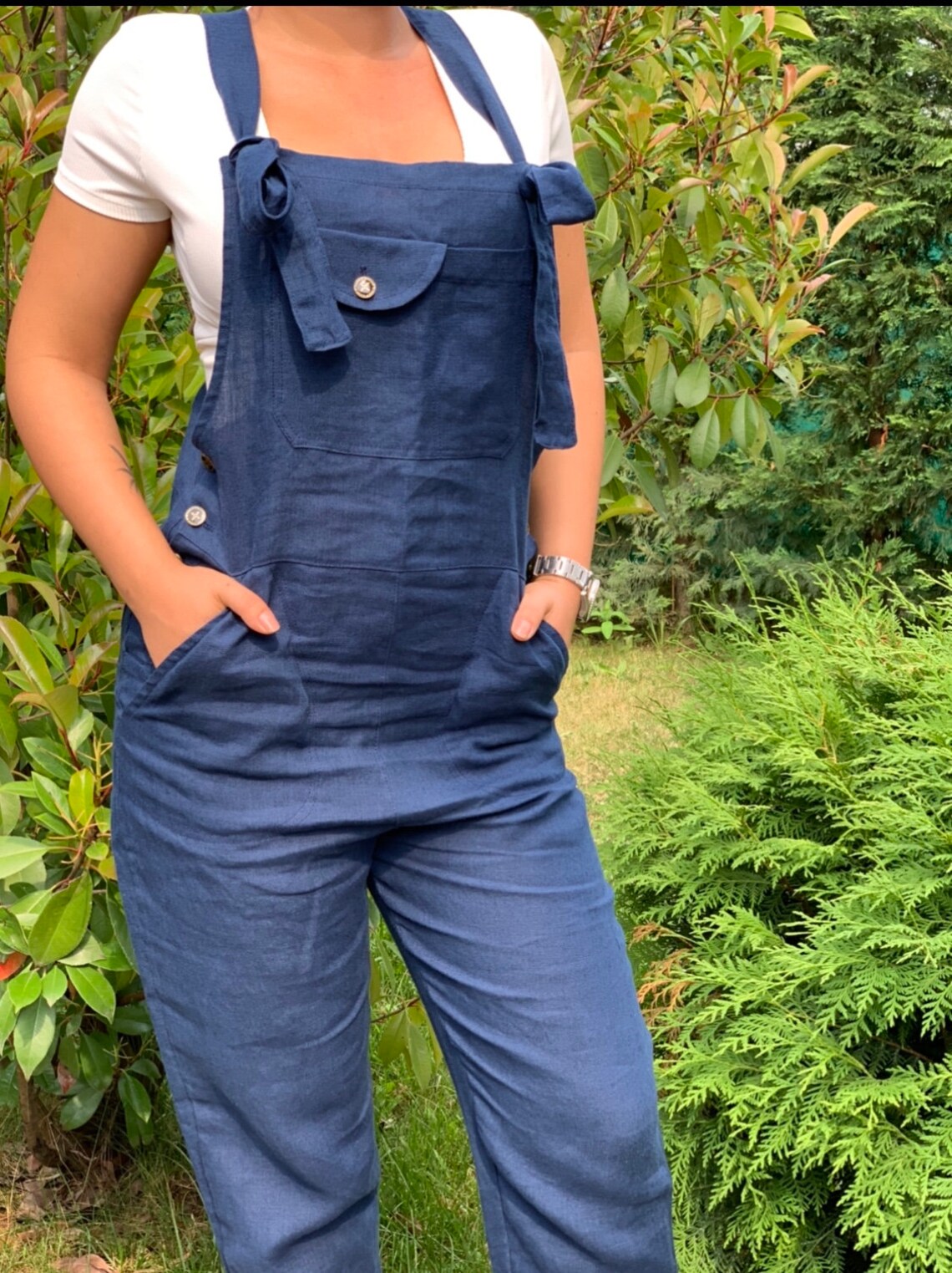 CAPRI Linen Overalls for Women/ Women Casual Garden Jumpsuit/ Etsy UK