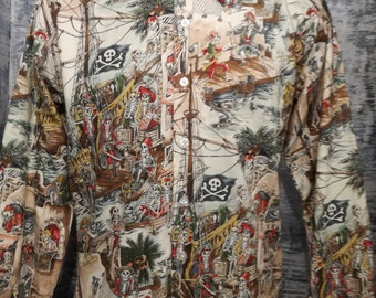 pirates by the day of dead gang, slim fit button mens shirt, long sleve tailored cut