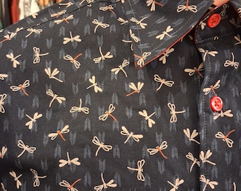 Dragonfly design mens button up shirt