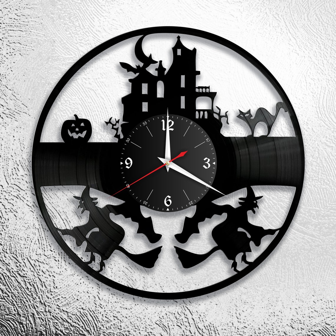 Halloween Svg Clock Vinil Records Wall Clock Template clock Etsy UK