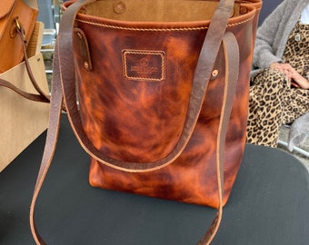 Demi-Lune Handbag in Brown Crocodile Effect Leather