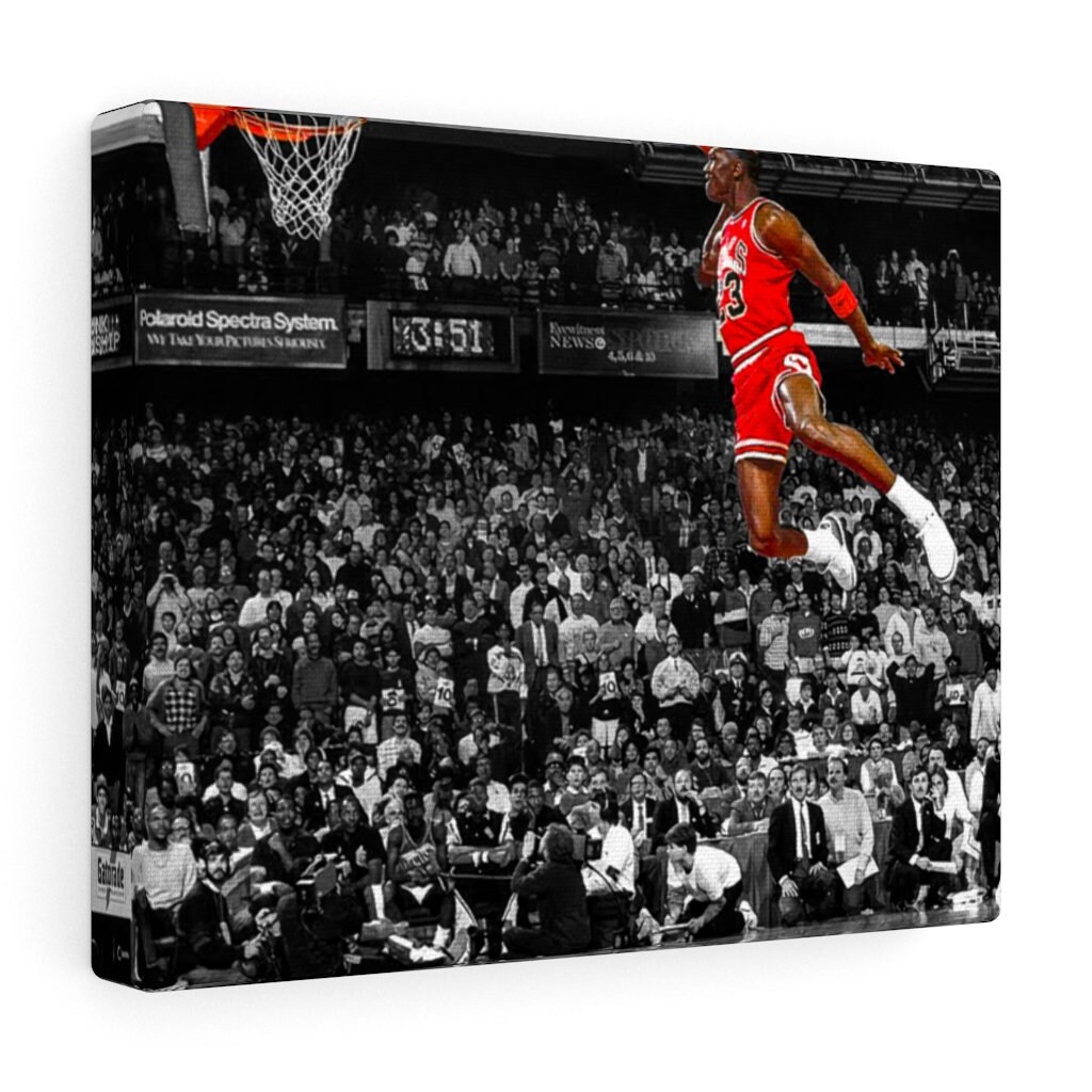 Michael Jordan Dunk Canvas Wall Art Multisize Infamous Etsy