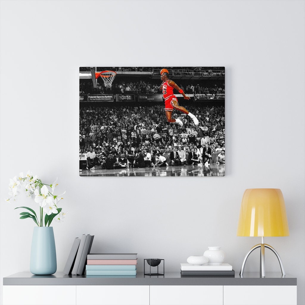 Michael Jordan Dunk Canvas Wall Art Multisize Infamous Etsy