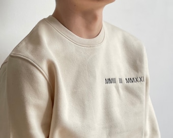 Custom Roman Numerals Embroidered Sweatshirt | Matching Couples Sweatshirt | Personalised Gift | Gifts for Him / Her | Couples Custom Jumper