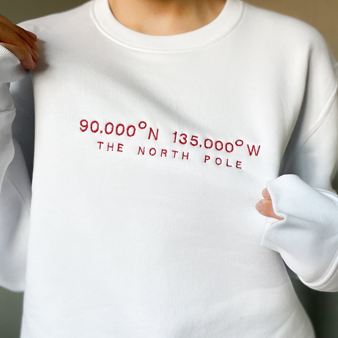 Custom 'north Pole' Coordinates Embroidered Christmas Etsy